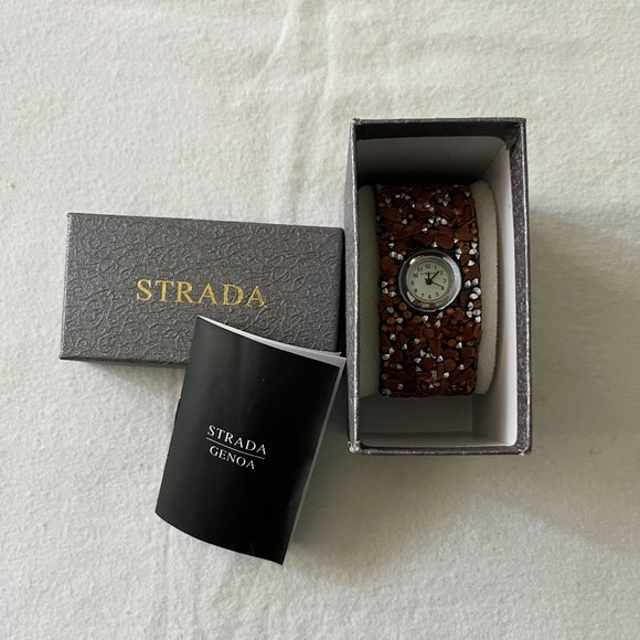 Strada Genoa Jewelry - NWT Italy Strada Genoa Watch w/Burnt Semi-Precious Stones & Diamantes